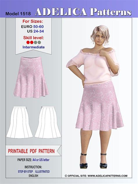 Gored Plus Size Skirt Sewing Pattern Pdf Skirt Patterns Sewing