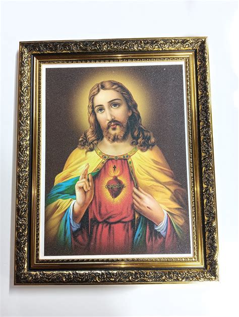 Jesus Christ Sacred Heart Framed Laminated Wallframes 20x16 Etsy