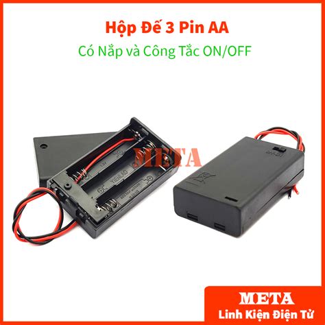 Hộp Đế 1234 Pin Aa Có Nắp Và Công Tắc Onoff Hộp đế Pin đại Aa
