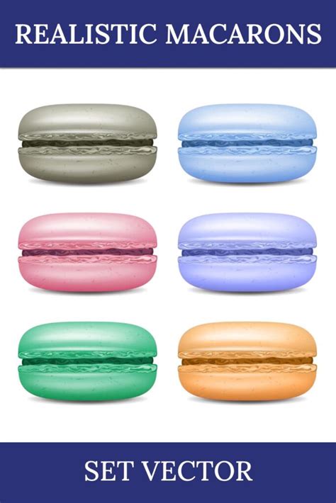 Realistic Macarons Set Vector Detailed Colourful French Masterbundles