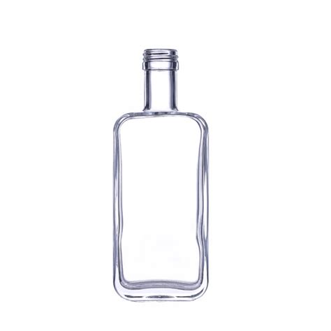 Ml Empty Glass Flat Liquor Bottle With Plastic Cap Supply