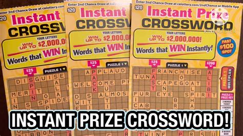 Instant Prize Crossword Ca Scratchers Youtube