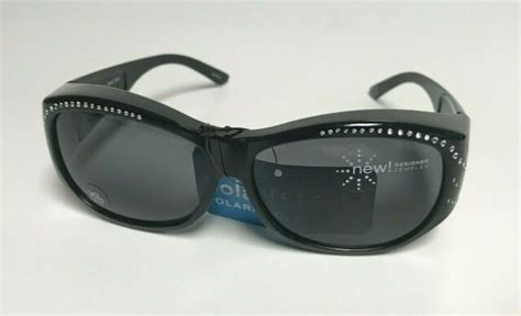 Foster Grant Solar Shield Polarized Fit Over Sunglasses 100 Uv Black Rhinestone For Sale Online