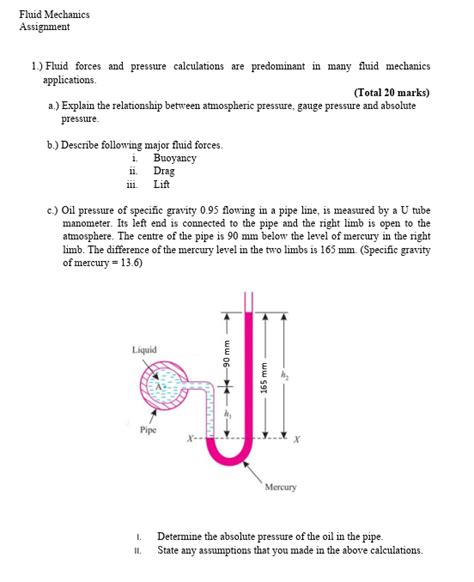 Solved Fluid Mechanics Assignment 1 Fluid Forces And