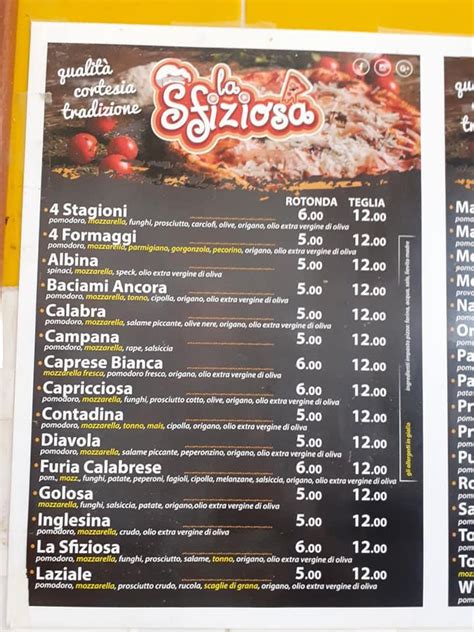 Menu Da La Sfiziosa Pizzeria Lamezia Terme