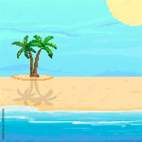 Pixel Background For Summer Vacation Summer Beach Game Background