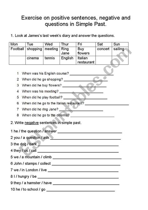 Past Simple In Positive Sentences Questions And Negatives Esl Worksheet By Papuch