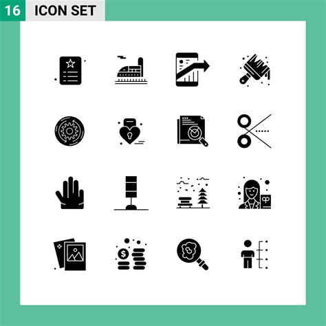 User Interface Pack Of 16 Basic Solid Glyphs Of Solution Paint Arrow