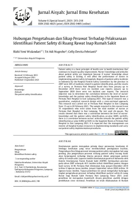 Pdf Hubungan Pengetahuan Dan Sikap Perawat Terhadap Pelaksanaan