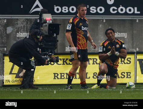 New Plymouth New Zealand 31st May 2014 Chiefs Bundee Aki Celebrates