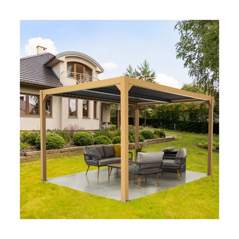 Terrassenpergola Holzimitation Aluminium mit Öffnungsdach Kea II