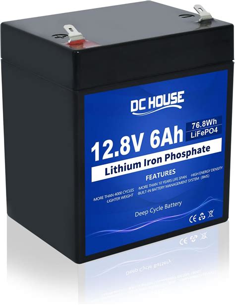 Dc House 12v 6ah Lithium Lifepo4 Deep Cycle Battery 3000 Cycles Lithium Iron