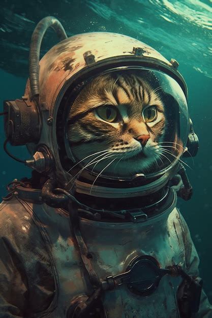 Premium AI Image | Cat in a space suit