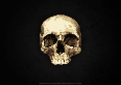 Pixel Skull By SkeletonJack666 On DeviantArt Skull Art Print Skull