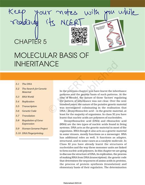 Solution Ncert Th Biology Highlighted Molecularbasis Of Inheritance