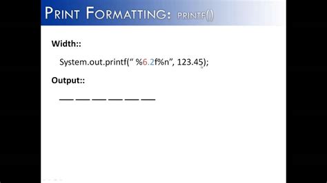 Print Formatting Part Printf Width Java Youtube