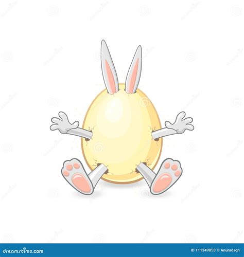 Sweet Easter Bunny Get Out Of Egg Isolated Background Stock Vector