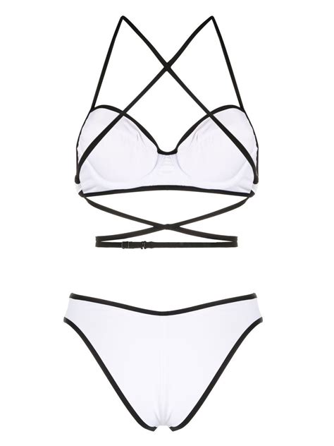 Noire Swimwear Crossover Straps Balconette Bikini Set White Farfetch Tr