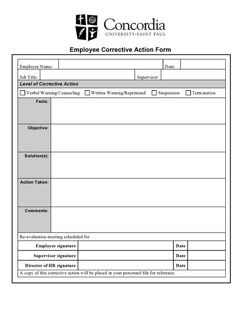 Corrective Action Form