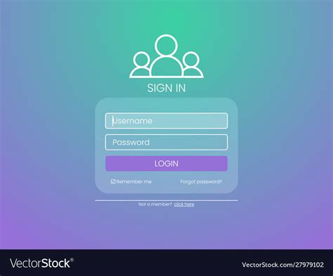 User Login Form Template Sign In Window Royalty Free Vector