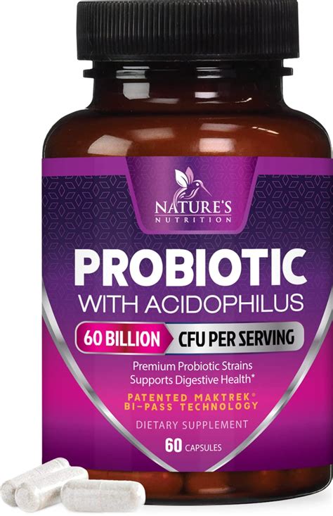 Probiotics 60 Billion Cfu With Prebiotics Supports Digestive Health Daily Men And Women S