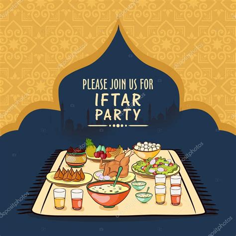 Ramadan Kareem Iftar Party Celebration Invitation Card Stock Vector