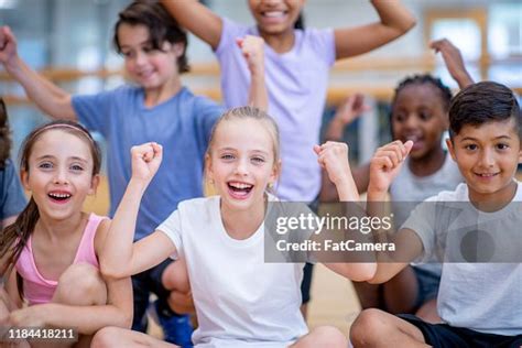 Strong Elementary Kids Dans Gym Class Stock Photo Photo Getty Images