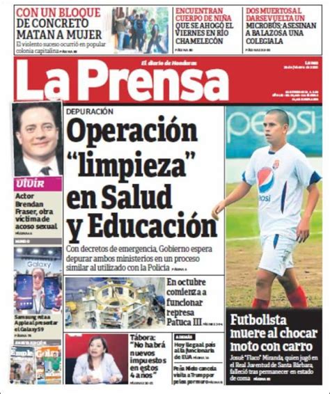 Periódico La Prensa Honduras Periódicos De Honduras Edición De Lunes 26 De Febrero De 2018