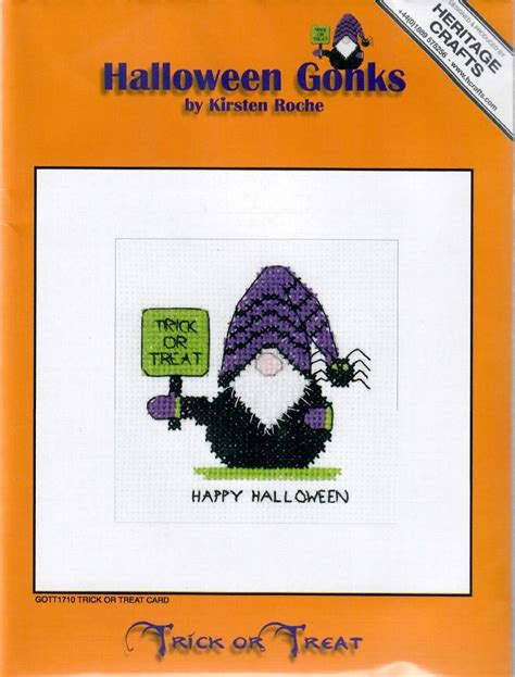 Heritage Crafts Cross Stitch Kit Gonk Pumpkin Trick Or Treat