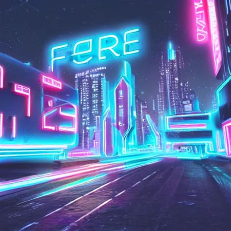 Future Neon Cyberpunk Universe Modern City Top Sign Progra