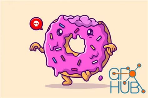 Cute Donut Zombie Walking Cartoon Illustration Gfx Hub Creative