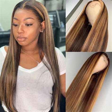 💯 Gorgeous Highlights Hair Bone Straight Wigs Lacewigs Premierlacewigs Highlightshair