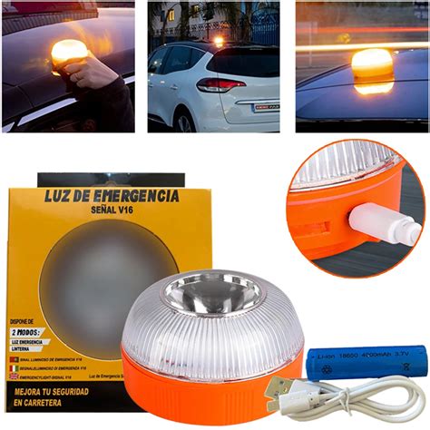 Luz Led De Emergencia Para Coche Linterna Recargable V16 Luz