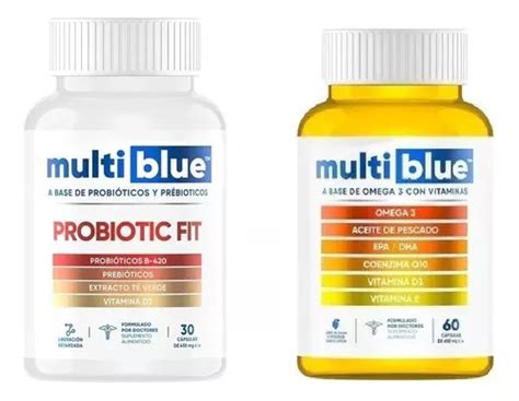 Multiblue Probiotic Fit 30 Caps Omega 60 Caps Sfn Envío Gratis