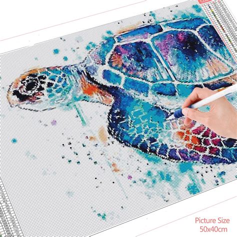 Broderie Diamant Tortue Aquarelle Animaux Lartera