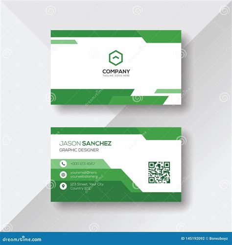 Green And White Business Card Design Template Stock Vector