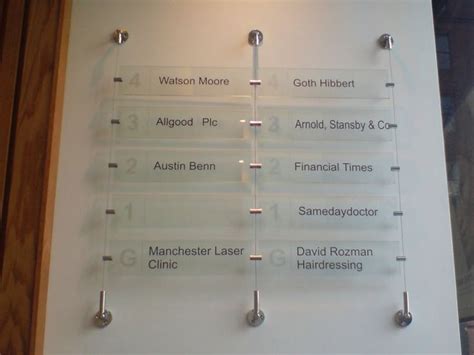 Wall Mounted Directory Signage Acrylic Printed Panels With Solid Vinyl