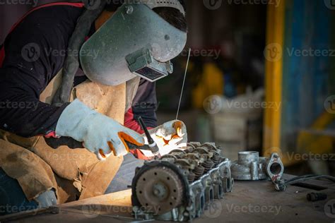 Welder Is Welding Tungsten Inert Gas Welding Welding Aluminum With