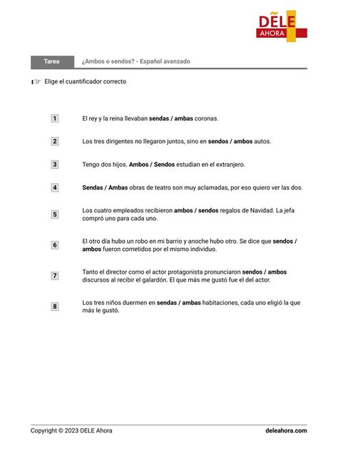 Ambos o sendos Español avanzado Gramática DELE Ahora