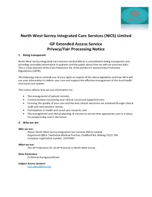 Fillable Online North West Surrey Integrated Care Services Nics