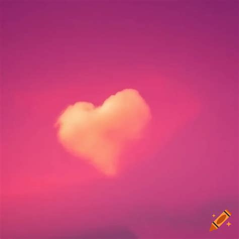 Beautiful Pink Sky With Heart Shaped Cloud