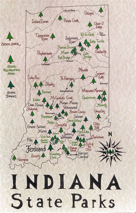 Indiana State Parks Map - Etsy | Indiana state, Indiana, State parks