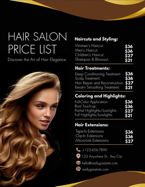 Hair Salon Price List Template Postermywall