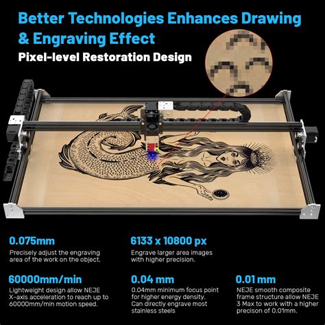 Neje Max A E W Cnc Laser Engraver Cutter Printer Wood