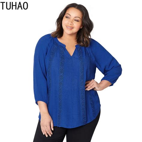 TUHAO, белые, синие блузки для женщин, плюс размер, 5XL, 4XL, 3XL ...