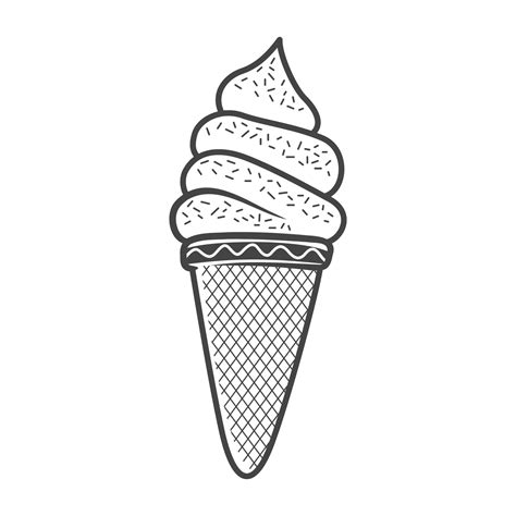 Ice Cream Cone Vector Outline Illustration 16889428 Vector Art At Vecteezy