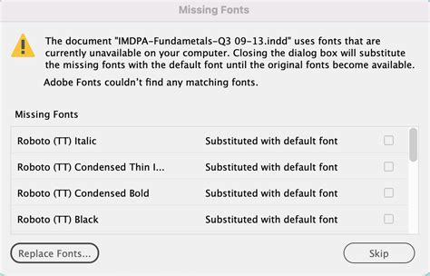 Solved Indesign Does Not Recognize The Document Fonts Fol Adobe