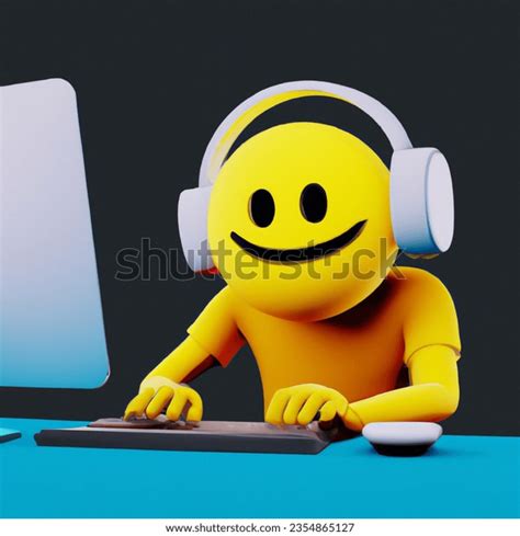 Man Typing Computer Smiley Face Emoji AI-generated image 2354865127 | Shutterstock