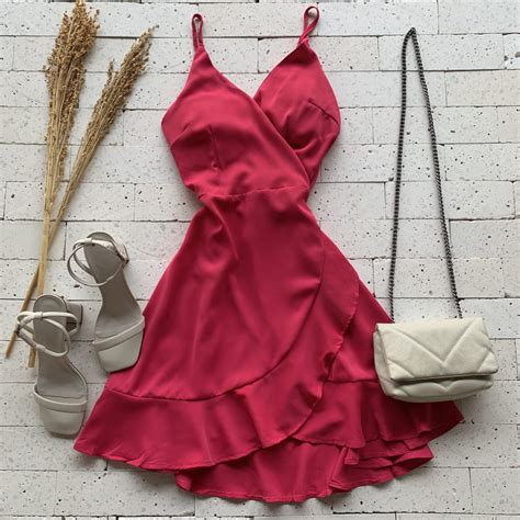 Vestido Curto Transpassado Amarra O Nas Costas Pink Dondoca Moda