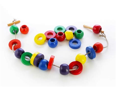 Wooden Threading Bead Set Lacing Bead Set Montessori Etsy